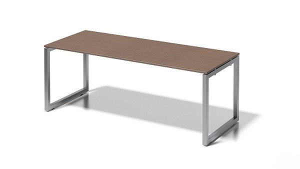 Bureau Bisley Cito, structure en O hauteur fixe 740 mm, H 19 x L 2000 x P 800 mm, noyer/argent, DOF2008WN355