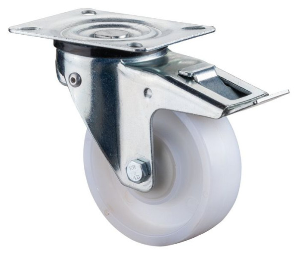 Roulettes BS Roulette pivotante avec frein, roue en plastique, roulement à billes avec blocage directionnel 360° en fonction de la charge, pack : 2 pièces, L320.B15.100