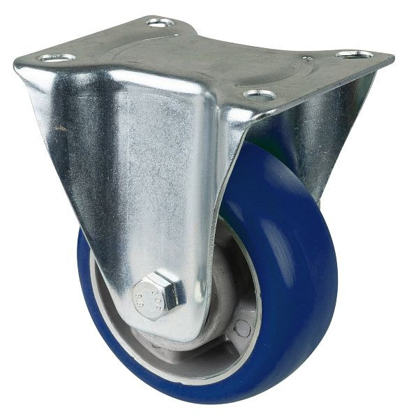 Rouleaux de transport à rouleaux fixes, roue en polyuréthane 83 Shore, plaque de jante en aluminium, roulement à billes, diamètre : 125 mm, LSS410.B92.125