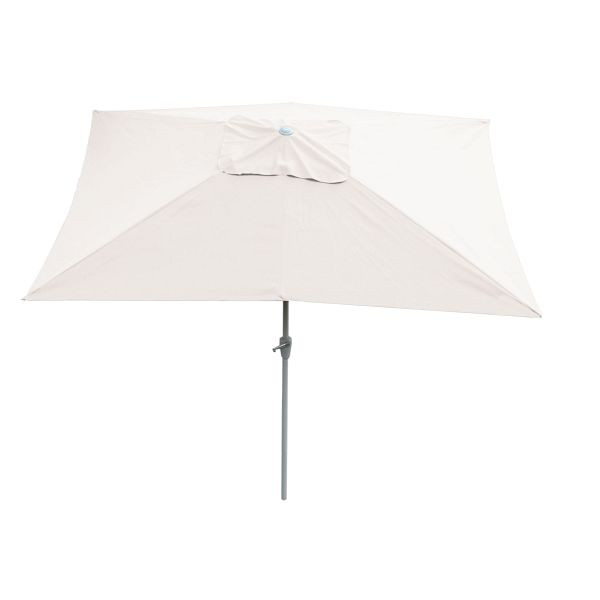 Parasol Mendler N23, parasol de jardin, 2x3m rectangulaire, inclinable, polyester/aluminium 4,5kg, crème, 17308