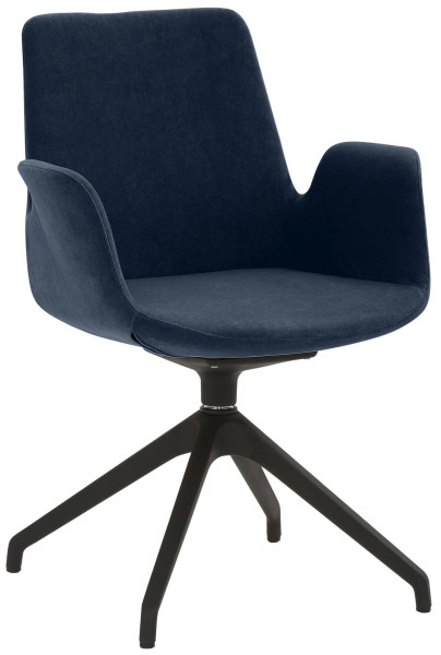 Fauteuil Mayer Sitzmöbel , piètement étoile, plastique noir, rotatif à 360°, bleu foncé, 2009_S3_30602