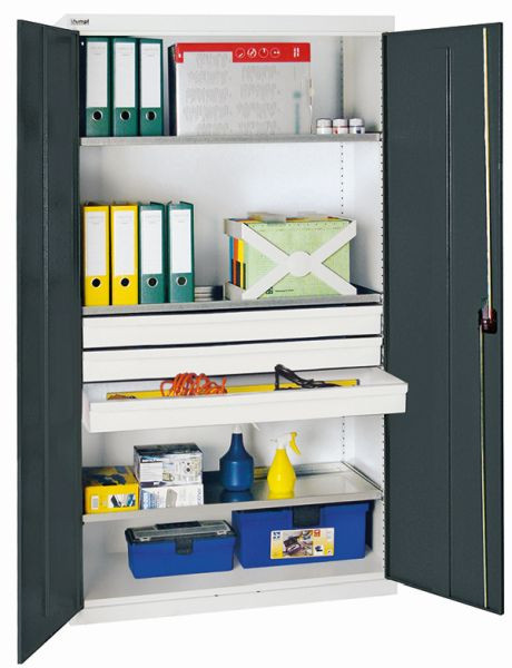 armoire à outils et matériaux contondants série 2000, 7035/7016, 3 grands tiroirs, 4 étagères, 2008271
