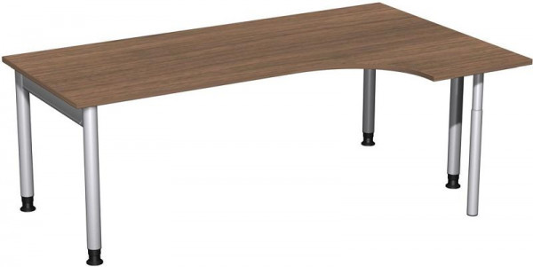 Bureau PC geramöbel droit, réglable en hauteur, 2000x1200x680-820, noyer/argent, N-657317-NS