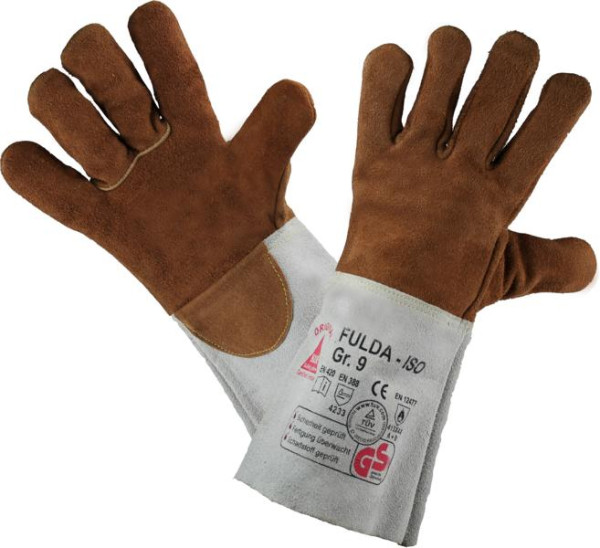Hase Safety FULDA - ISO, gants de soudure doublés, croûte de bovin, résistants à la chaleur, taille : 9, UE : 6 paires, 366220-9