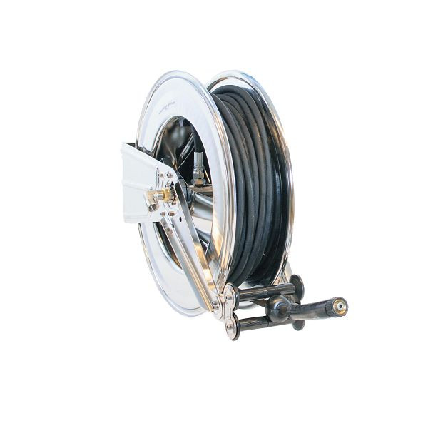 Enrouleur Ebinger OSM 510, maxi 100bar / 130°C, 20m - 12mm ID tuyau haute pression 1SN, boîtier : acier inoxydable, 1.514.202