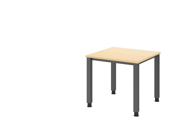 Bureau Hammerbacher QS08, 80 x 80 cm, plateau : érable, épaisseur 25 mm, structure à 4 pieds en graphite (similaire à RAL 7012), hauteur de travail 68-83,5 cm, VQS08/3/G