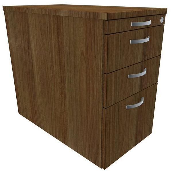 conteneur debout geramöbel avec dossiers suspendus et 2 tiroirs en métal, guide de tiroir à roulettes en métal, 438x800x720, noyer/noyer/noyer, N-0308HR1-NNN