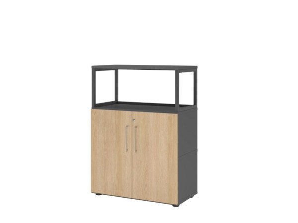 Étagère/portes Hammerbacher, 3OH, graphite/chêne, VFW38T2RG/G/E/BS