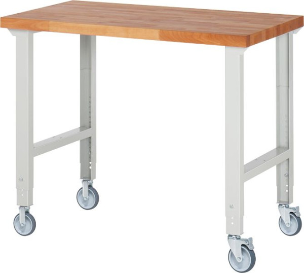 Etabli mobile RAU (réglable en hauteur) 7000-1, 1250x700x950-1000mm, 2 roulettes fixes et roulettes pivotantes chacune, 05-7000-1-127B4H22.12