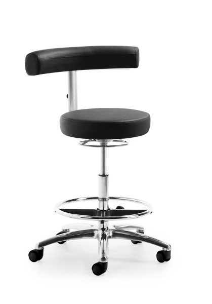 Mayer Sitzmöbel chaise pivotante fonctionnelle avec levage extra haut, cadre noir et base en aluminium poli, noir brillant, 1281_POL_30572
