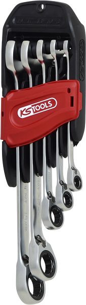 KS Tools Jeu de clés mixtes à cliquet GEARplus® RINGSTOP, coudées, 5 pièces, 503.4955