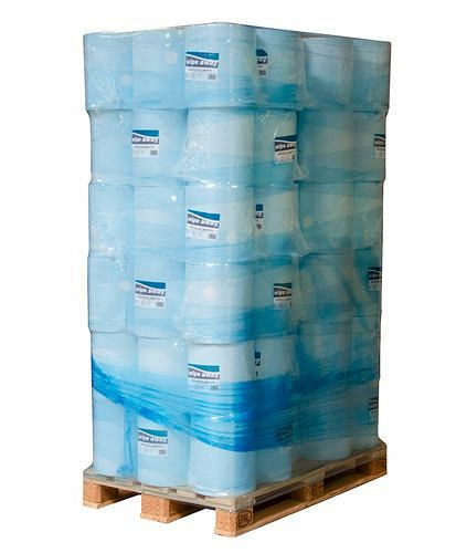 Chiffons de nettoyage DENIOS résistants aux solvants, bleus, 1 palette, 42 paquets de 2 rouleaux, 289745