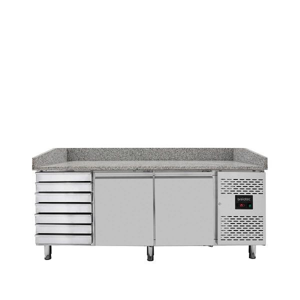 Table réfrigérée à pizza Vaiotec EASYLINE 800 / 2 portes & 7 tiroirs "gris", 202x80x100 cm, 10026