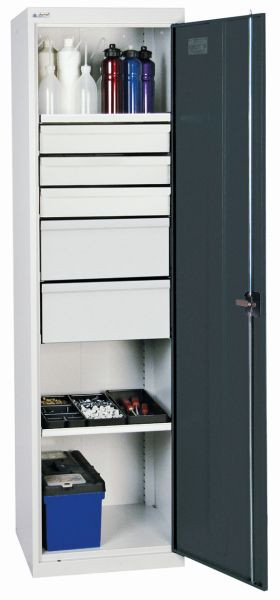 armoire à outils et matériaux contondants série 2000, 7035/7016, 2 étagères, tiroirs : 3 x 100, 2 x 200 mm, 2005671