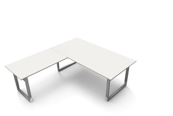 Kerkmann bureau extra large / table de réunion L 2000 x P 1000 x H 680-820 mm, forme 5, couleur : blanc, 11406810