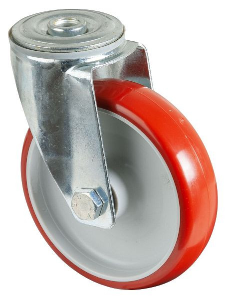 Rouleau de transport BS rollers, largeur de roue 32 mm, Ø roue 125 mm, capacité de charge 150 kg, bande de roulement polyuréthane rouge, roulement à rouleaux, lot de 2, L101.B31.125