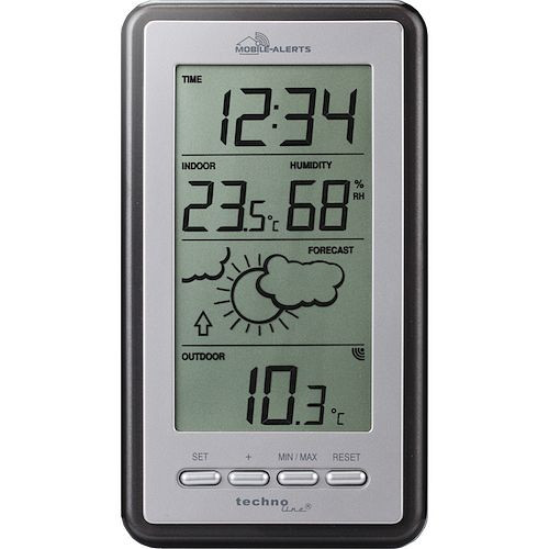 Station météo Technoline, radio-réveil DCF-77 avec possibilité de réglage manuel, dimensions : 84 x 23 x 150 mm, MA 10430