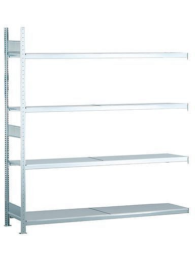 Rayonnage grande portée Schulte avec tablettes en acier, champ supplémentaire, 4 niveaux de rangement, largeur des compartiments 2000 mm, 2006 x 636 x 2500 mm, 278893