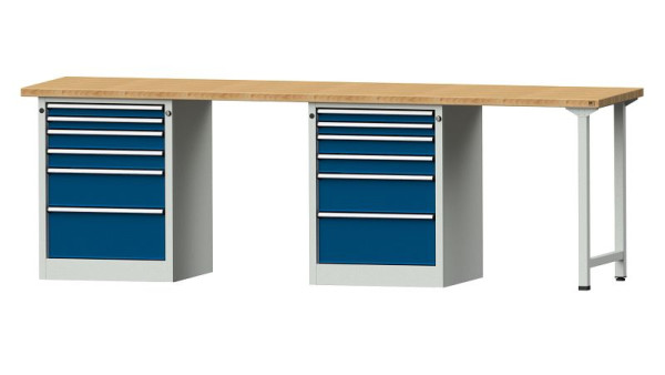 Établis ANKE Établi combiné, modèle 916 V, 2800 x 700 x 890 mm, RAL 7035/5010, BMP 40 mm, 415.145