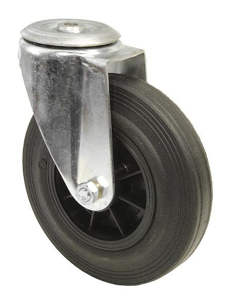 Rouleau de transport BS rollers, largeur de roue 40 mm, Ø roue 160 mm, capacité de charge 150 kg, bande de roulement en caoutchouc noir, corps de roue en plastique, roulement à rouleaux, L101.B45.160