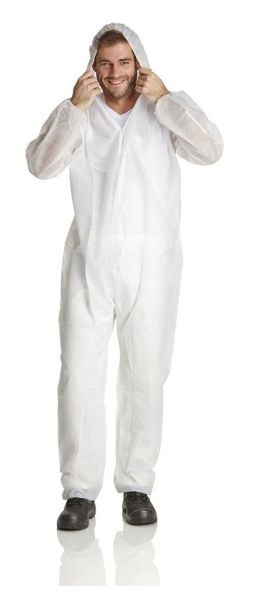 Combinaison DS SafetyWear PP, cagoule, blanc, 40g, taille 2XL, UE : 50 pièces, PP40-2XL