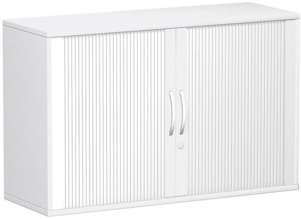 geramöbel panneau supérieur d'armoire à volets roulants 25 mm, avec pieds, verrouillable, 1200x425x798, argent/blanc, S-312210-SW
