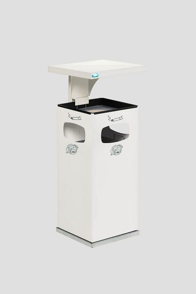 Poubelle / cendrier VAR B 32 avec auvent avec insert intérieur, blanc, 12111