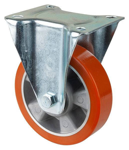 Rouleau de transport BS rollers, rouleau fixe, largeur de roue 40 mm, roue Ø 150 mm, capacité de charge 250 kg, polyuréthane coulé, corps de roue en aluminium, roulement à billes, L410.B90.150