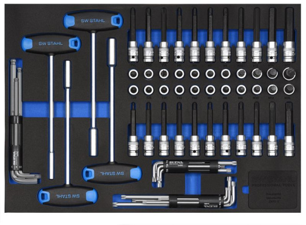 Assortiment de chariots d'atelier SW-Stahl, clé à douille 1/2", 72 pièces, Z3011-11