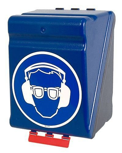 Boîte maxi DENIOS pour ranger les protections oculaires/ouïes, bleu, 116-491