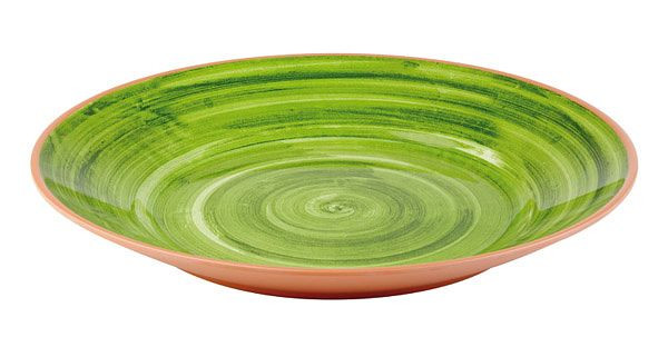 Assiette APS -LA VIDA-, Ø 32 cm, hauteur : 3,5 cm, mélamine, extérieur : aspect terre cuite, intérieur : décor en vert, 84171