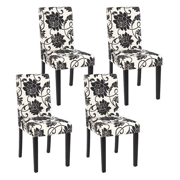 Mendler ensemble de 4 chaises de salle à manger chaise chaise de cuisine Littau, textile, jacquard, pieds foncés, 28641