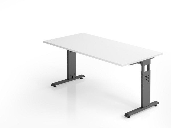 Bureau Hammerbacher OS16, 160 x 80 cm, plateau : blanc, épaisseur 25 mm, chant ABS 2 mm, forme rectangulaire, VOS16/W/G