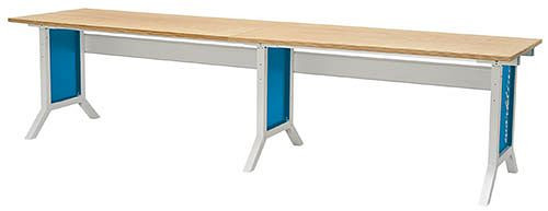 Table de travail Bedrunka+Hirth Workline, réglable en hauteur, avec pince, 3000x750x735 - 1100 mm, 07.30.15A