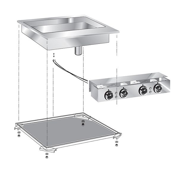Casserole multifonctionnelle encastrable Gastro-Inox, 60cm avec boîte de connexion, 160.552