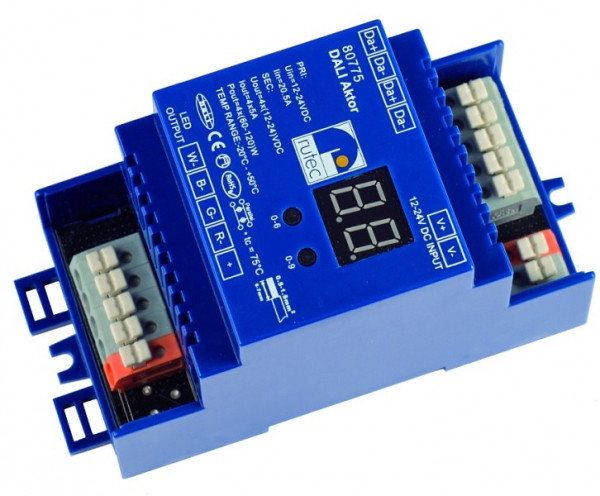rutec Projekt Actionneur DALI 4x1 canal 4 adresses, Actionneur DALI 12 - 24V installation multicolore, PHZ775