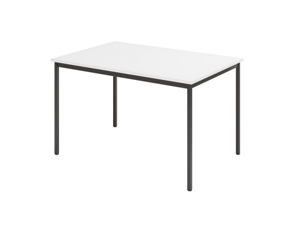 Table de réunion Hammerbacher VS12, 120 x 80 cm, plateau : blanc, piètement à quatre pieds noir, hauteur de travail 72 cm, piètement périphérique en acier noir, VVS12/W/P