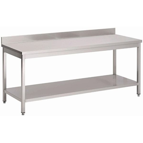 Table de travail Gastro M avec dosseret et étagère 70x60x85cm, GS009