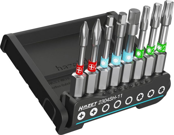 Hazet SmartHolder avec 8 embouts, long, hexagone 6,3, profil hexagone interne, profil Phillips PH, profil TORX® interne, nombre d'outils : 8, 2304SH-11