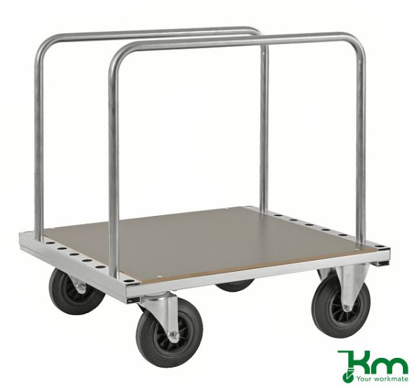 Chariot à assiettes Kongamek, 2 roulettes fixes et 2 roulettes pivotantes en caoutchouc plein, espace pour jusqu'à 9 supports, KM539
