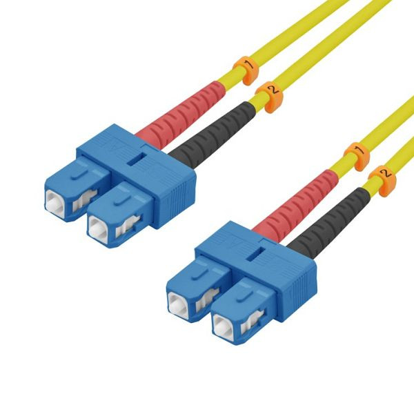 Câble patch fibre optique Helos SC/SC duplex 9/125µm OS2 jaune 0,5m, 216666