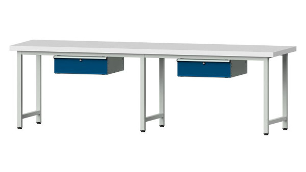 Bancs de travail ANKE table de travail, modèle 193, 2800 x 800 x 850 mm, RAL 7035/5010, KSP 50 mm, 401.470