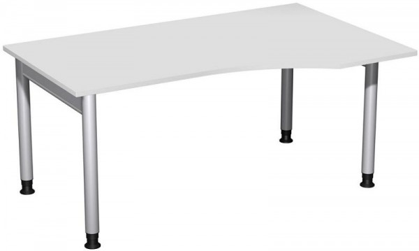 Bureau PC geramöbel droit, réglable en hauteur, 1600x1000x680-820, gris clair/argent, N-657311-LS