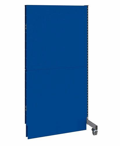 Cloison acoustique mobile DENIOS, panneau rapporté, L 1000, H 2000 mm, tôle perforée acoustique sur deux faces, gris/bleu, 293118