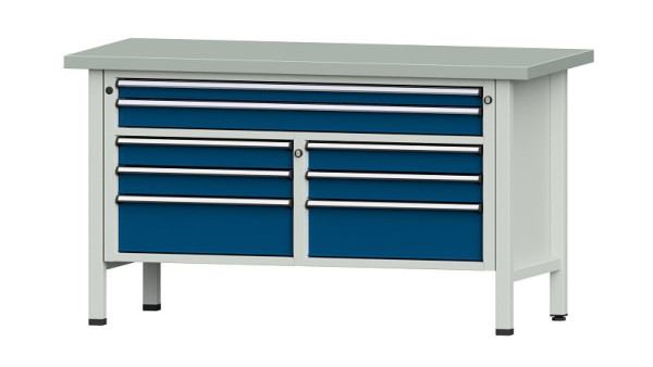 Établis ANKE Établi en caisson, modèle 259 V, 1500 x 700 x 840 mm, RAL 7035/5010, ZBP 40 mm, 304.156