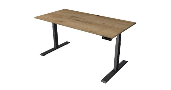 Table debout/assise Kerkmann L 1600 x P 800 mm, anthracite, réglable en hauteur électriquement de 630 à 1270 mm, chêne/anthracite, 10271355