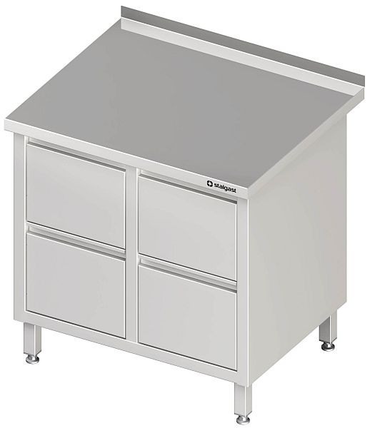 Armoire à tiroirs Stalgast avec 2x2 tiroirs, 840x600x850 mm, avec dosseret, soudée, VAS08614A