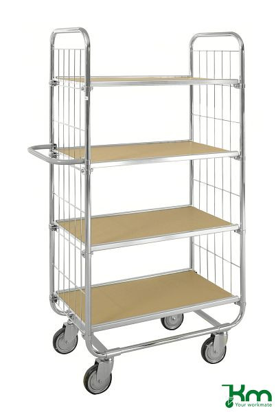 Chariot à étagères Kongamek ESD série 8000, 4 roulettes, 1395 x 470 x 1590 mm, 4 étagères, KM8000-4XL-ESD