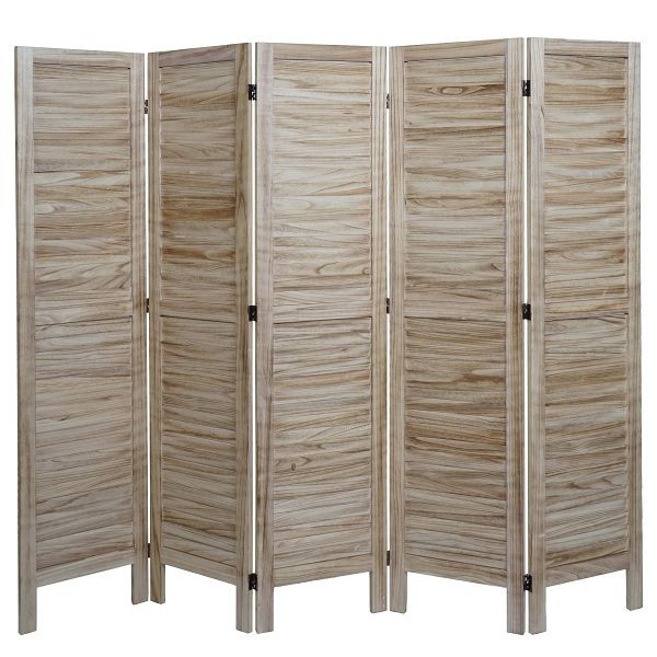 Mendler Paravent HWC-G30, écran de séparation, séparateur de pièce, aspect shabby 170x200cm, marron clair, 94466