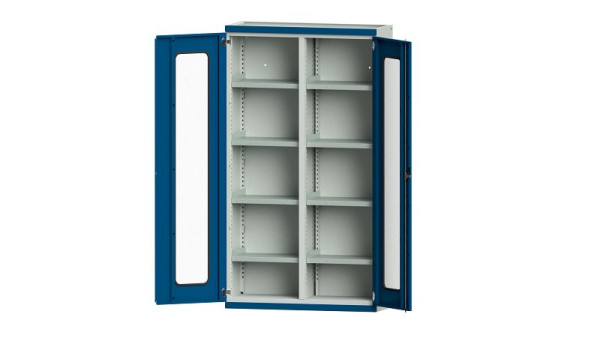 Etablis ANKE, armoire pour charges lourdes, modèle 201, 1085 x 400 x 1950 mm, zone de visualisation en plexiglas, RAL 7035/5010, 620.211